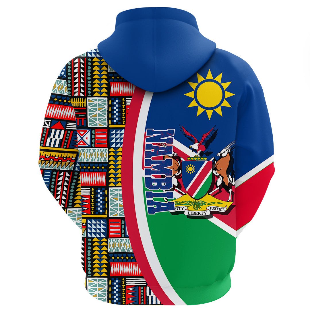 1Sttheworld Clothing – Namibia Flag And Kente Pattern Zip Hoodie A35