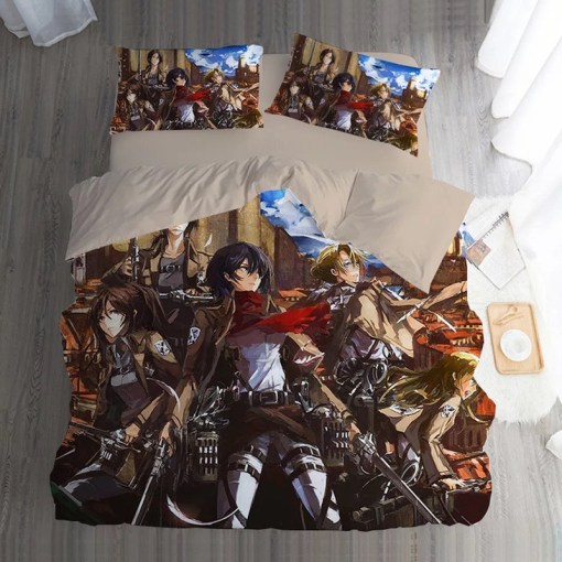 Attack On Titan 1 Duvet Cover Pillowcase Home Decor 3D Bedding Set 1265