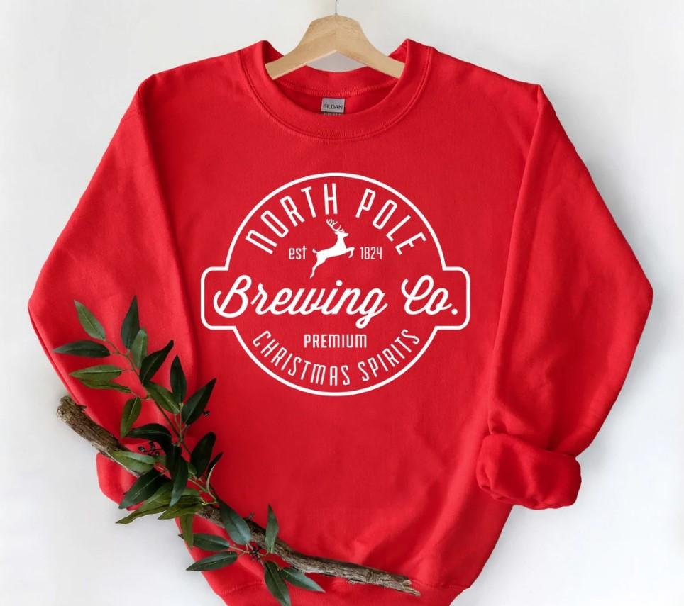 North Pole Brewing Co Sweater, Premium Christmas Spirit, Christmas Sweatshirt, Christmas Sweater, Brewing Co Sweatshirt, Christmas Shirt