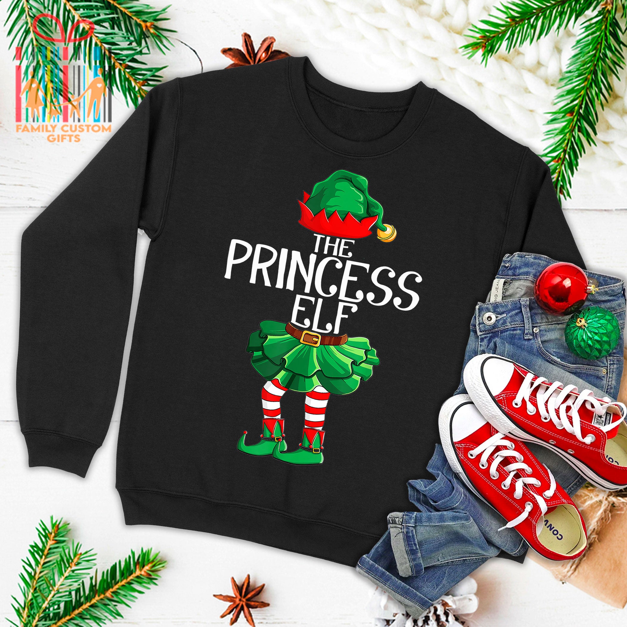 The Princess Elf Group Matching Family Christmas Gift Ugly Christmas Sweater T-Shirt