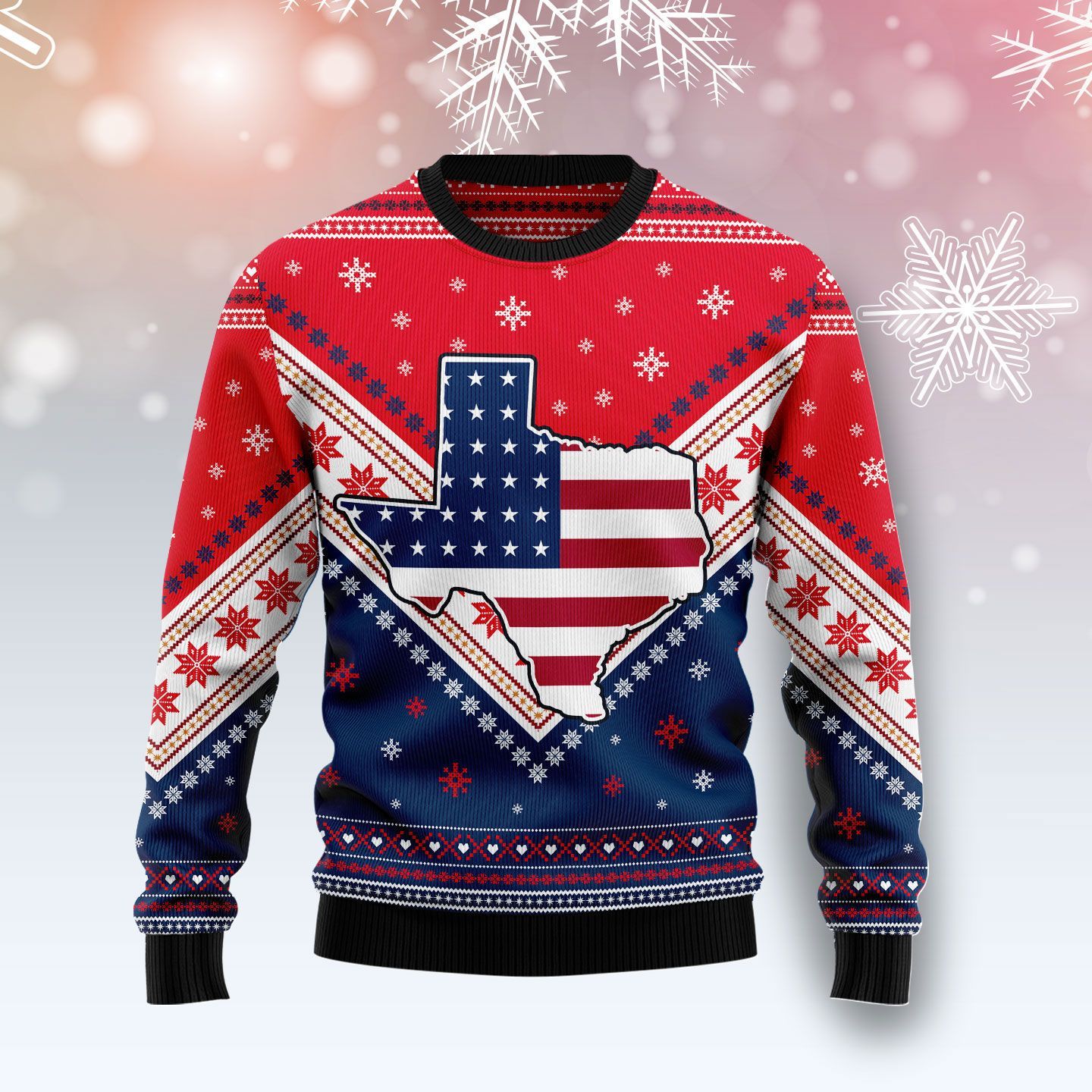 Texas Usa Flag Christmas Ugly Sweater