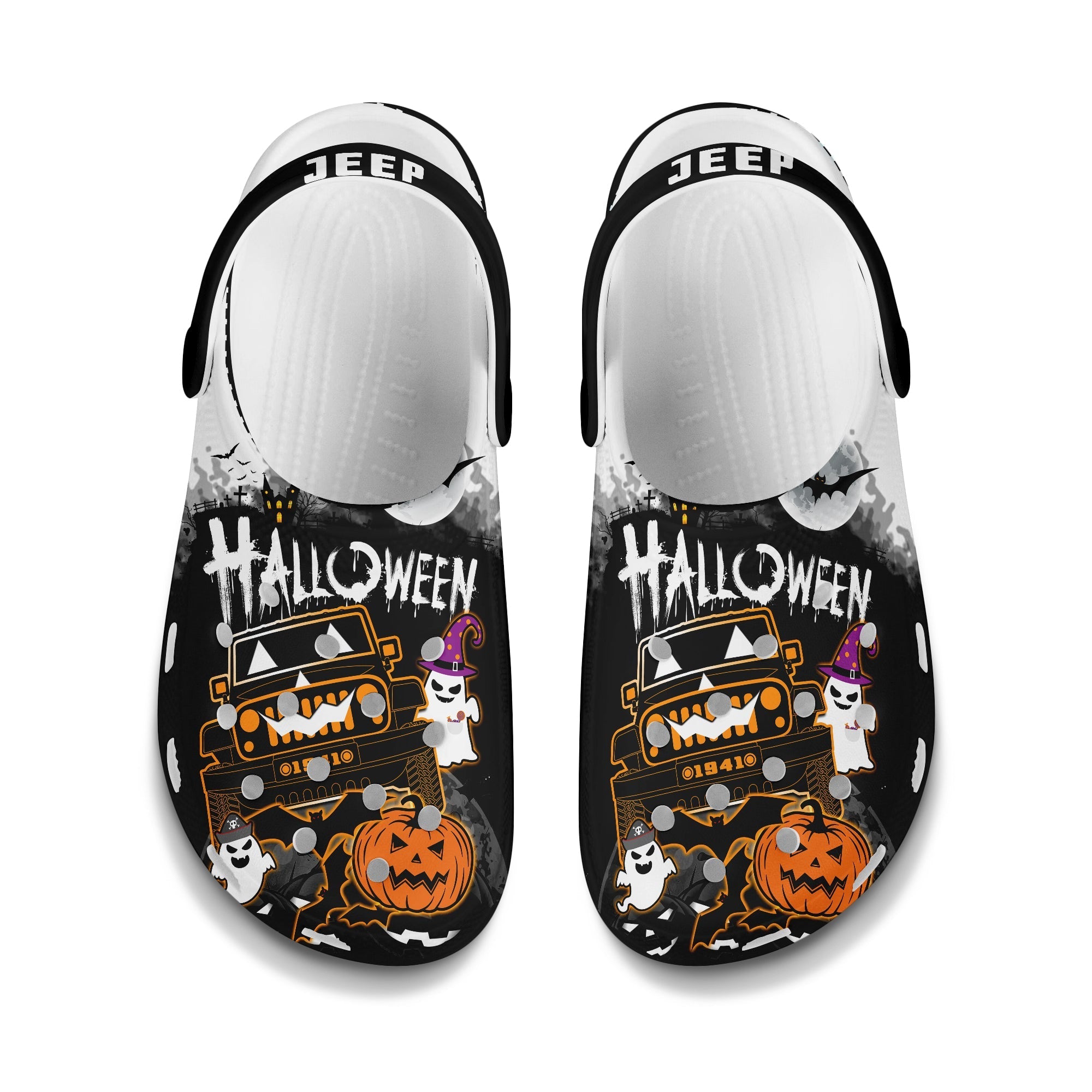 Jeep 1941 Crocs Crocband Clogs Halloween Pumpkin Ghost Ver.01 Lt14