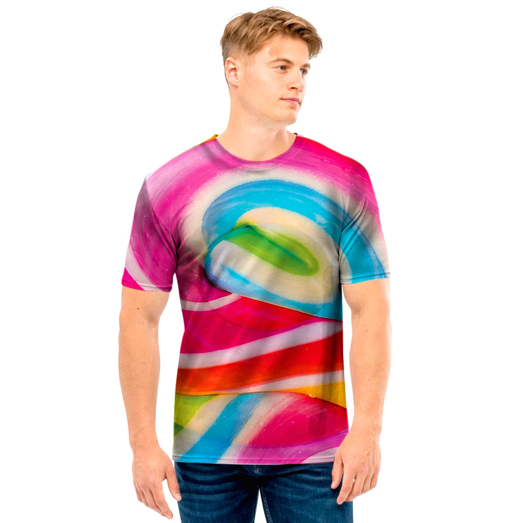 Rainbow Swirl Candy Print Men’S T-Shirt