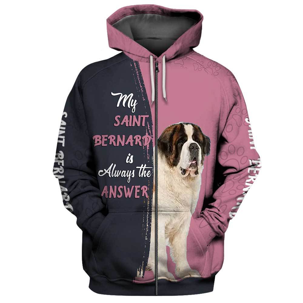 Saint Bernard Answer 3D Full Printing Zip Hoodie