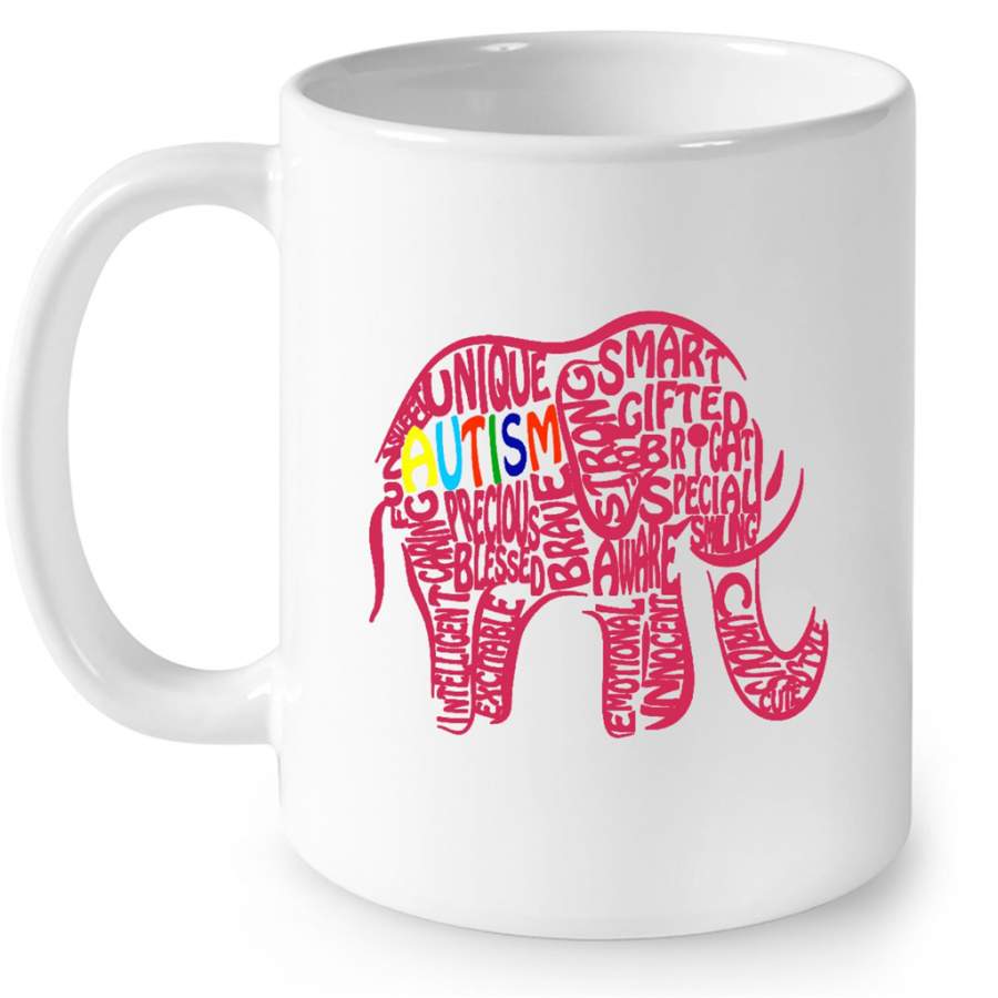 Autism Awareness Elephant 1 – Full-Wrap Coffee White Mug