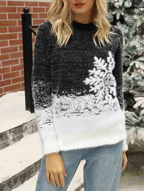 Womens Ugly Christmas Sweater Snowflake Jumper