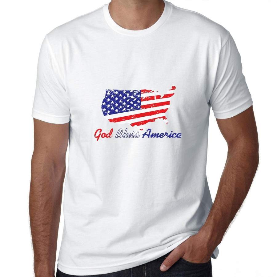 100% Cotton Octopus Print Summer Fashion Men Short Sleeve Casual Tops T-shirtGod Bl America – Patriotic Country Flag Men’s T-Shirt