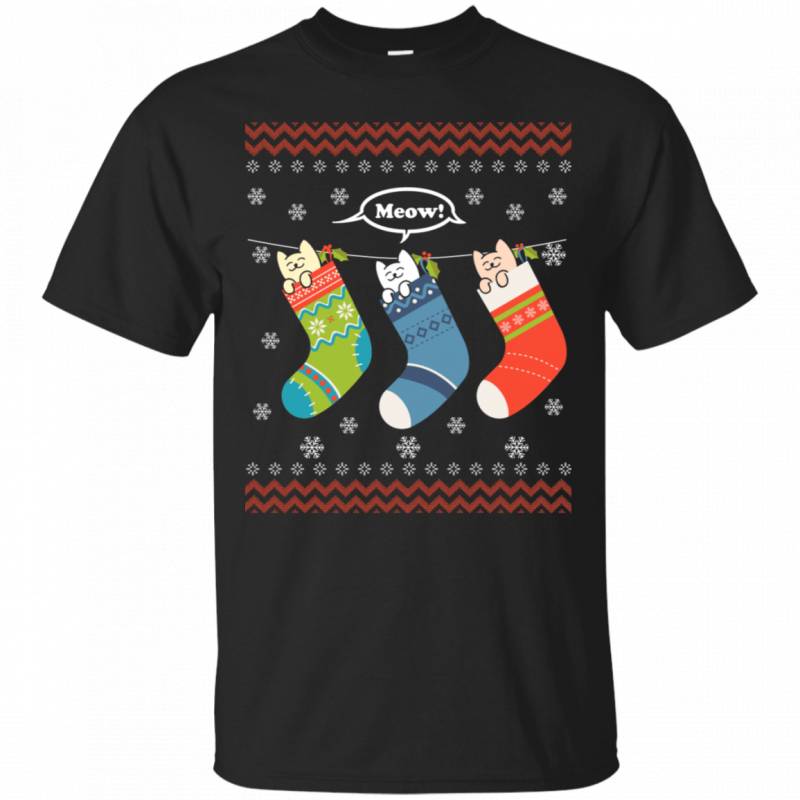 Cats In A Stock Funny Ugly Christmas T Shirt Sweater Sweatsh