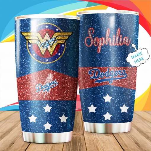 14-Los Angeles Dodgers Personalized  Custom Name- Wonder Woman Tumbler Cup 20oz,30oz, Combo 20oz+30oz