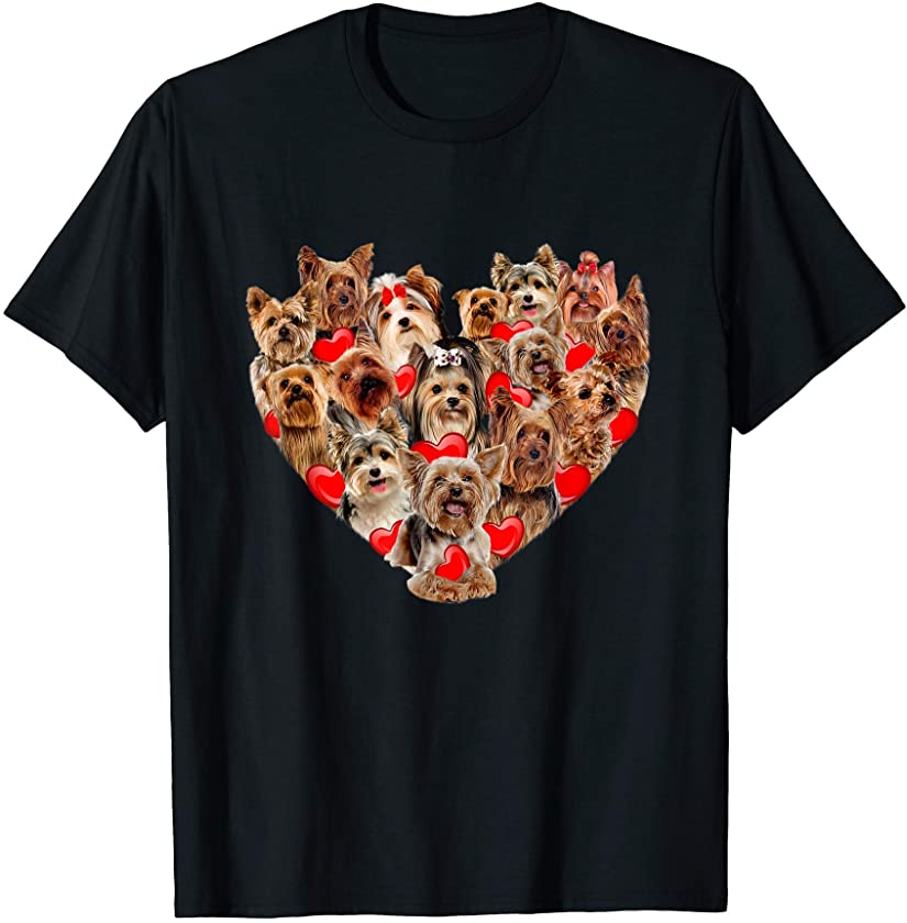 Valentines Day Yorkshire Terrier Dog Heart Tee Cute Puppy T-Shirt