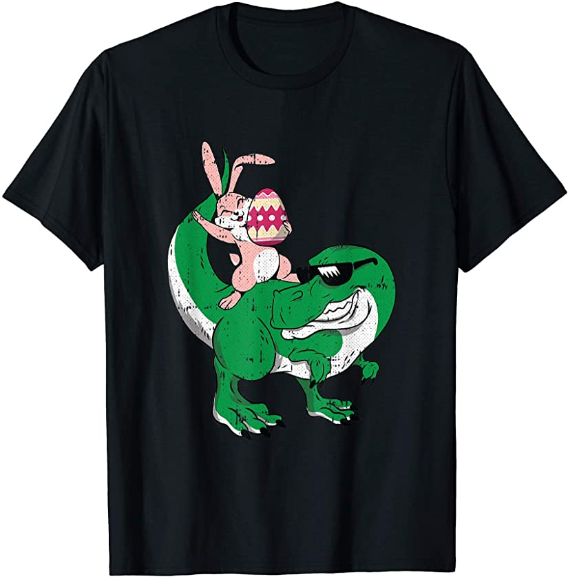 Bunny Riding T-Rex Cute Dino-saur Happy Easter T-Shirt