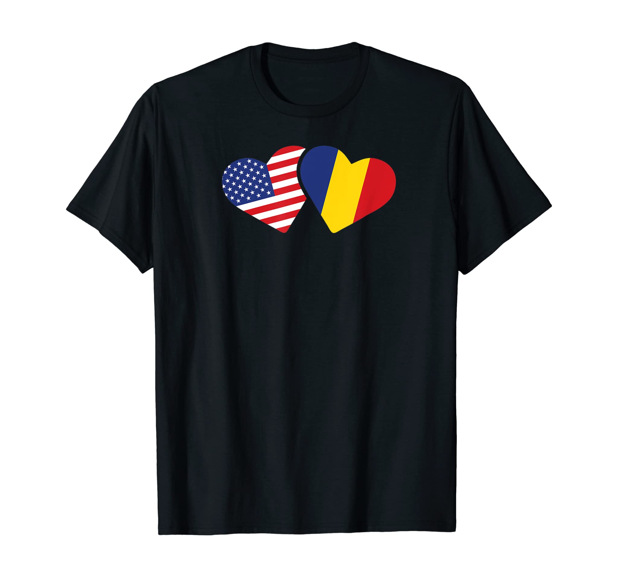 Romania USA Flag T Shirt Heart Romanian Americans Love Cute