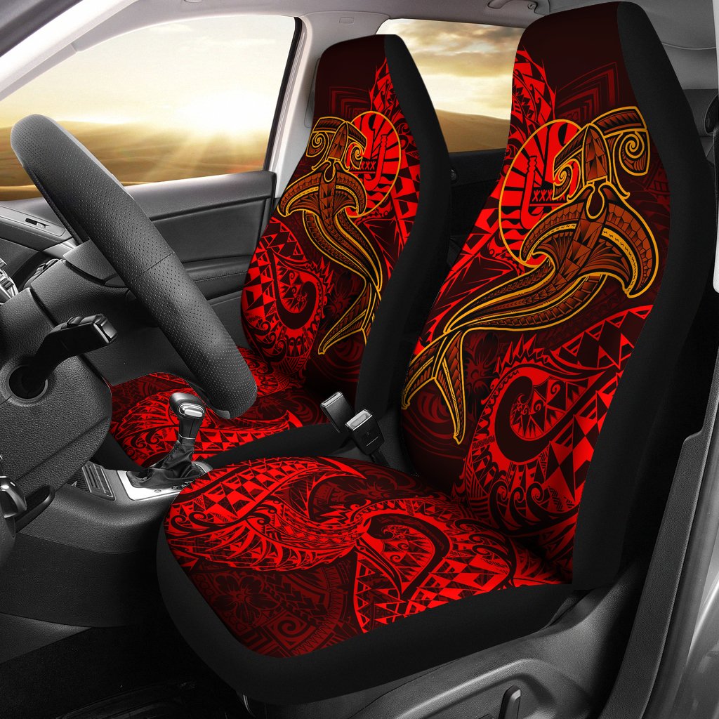 Tahiti Car Seat Covers – Red Shark Polynesian Tattoo – BN18