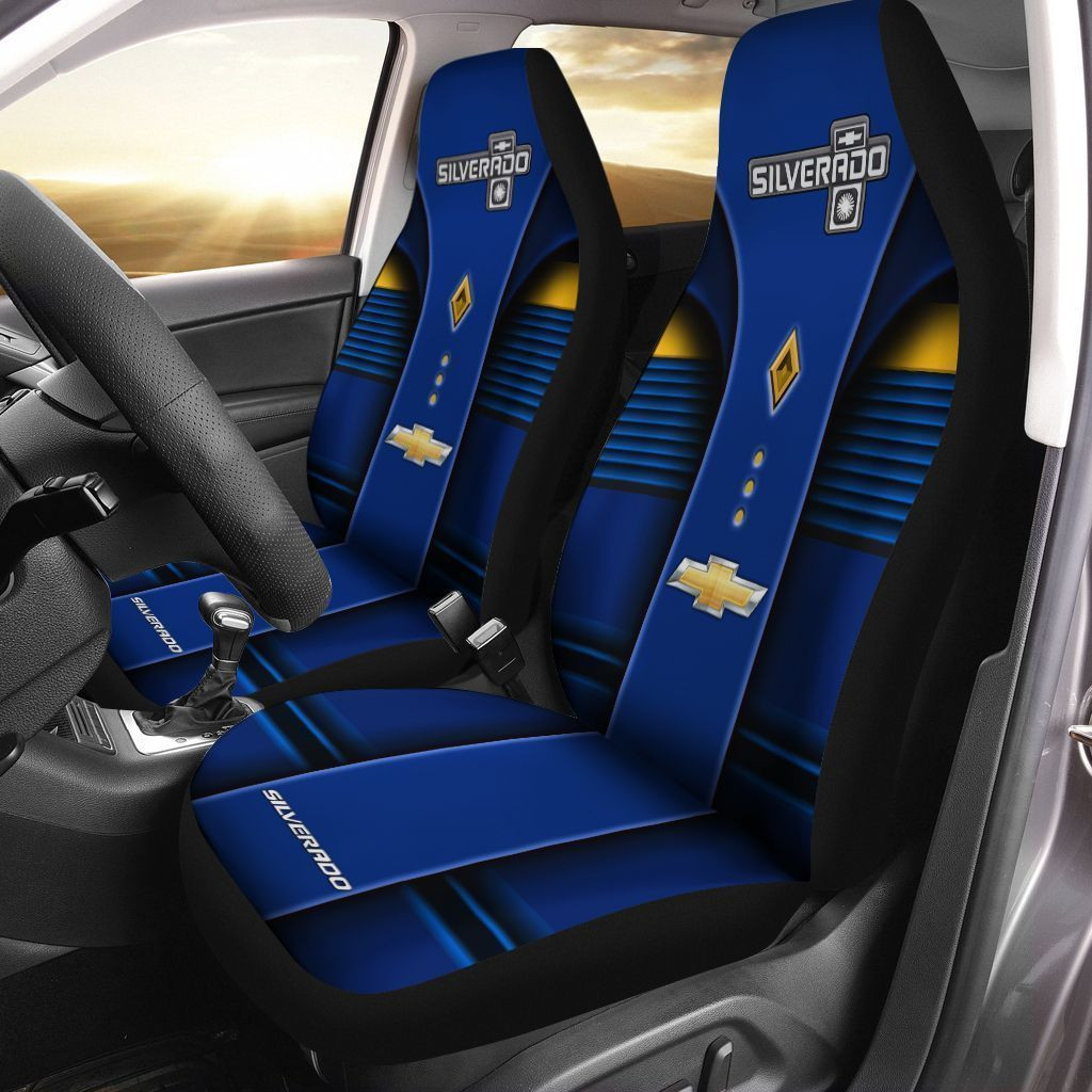 Chevrolet Silverado Car Seat Cover (Set Of 2) Ver 4 (Blue)