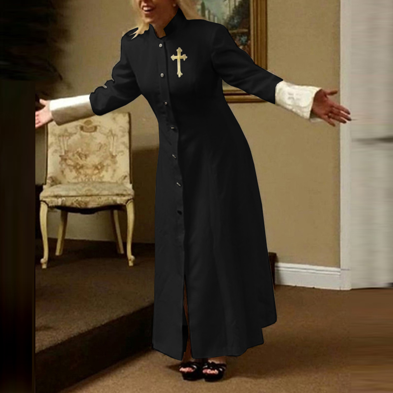 2021 Vintage Priest Clergy Apparel Clothing Women Clergy Dress O Neck Long Sleeve Church Dress Cosplay Costumes for Halloween alx