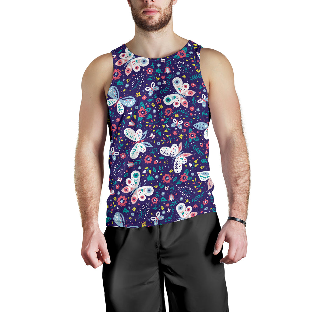 Colorful Butterfly Flower Pattern.Eps Men Tank Top