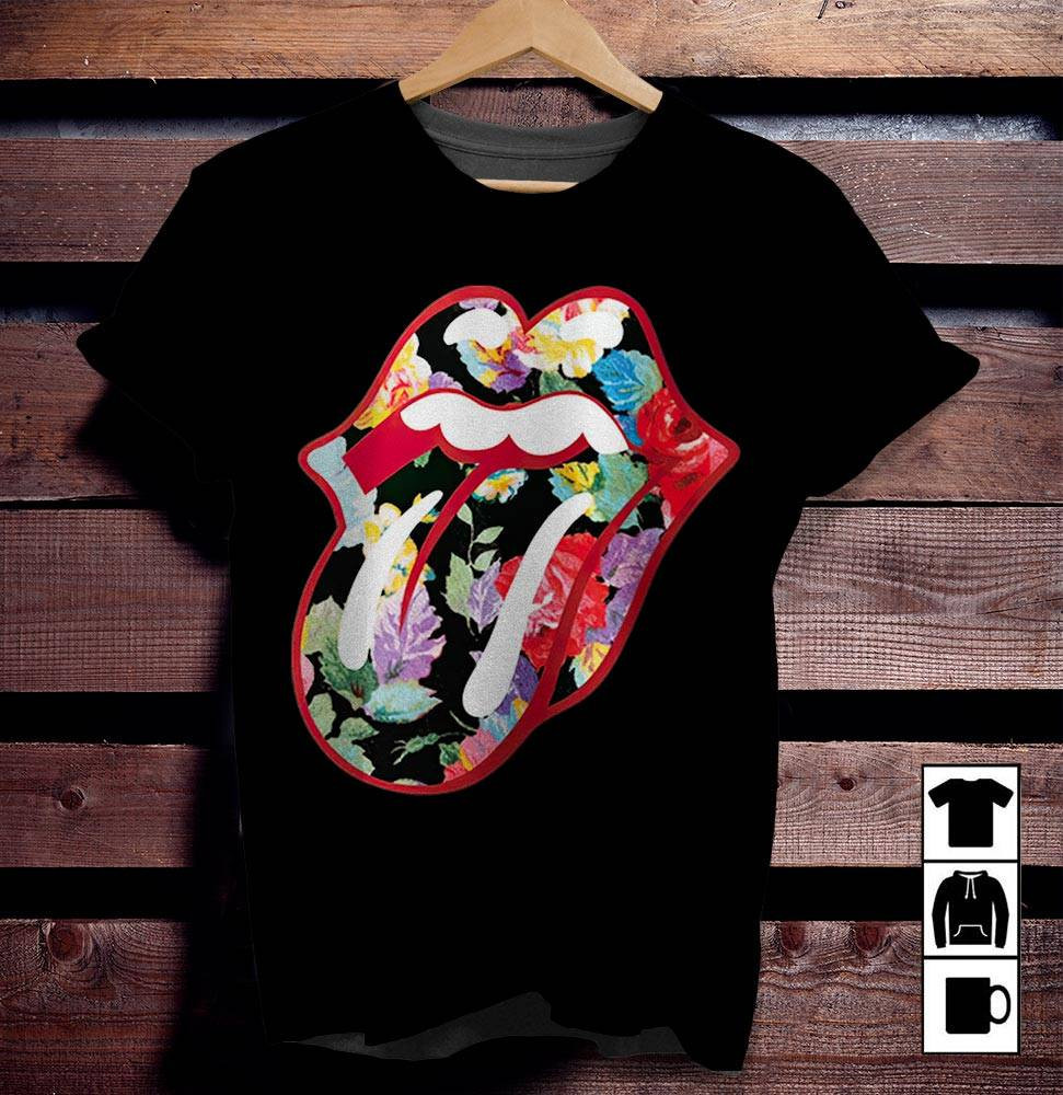 The Rolling Stones Merch Floral Tongue T-Shirt Sweatshirt Hoodie