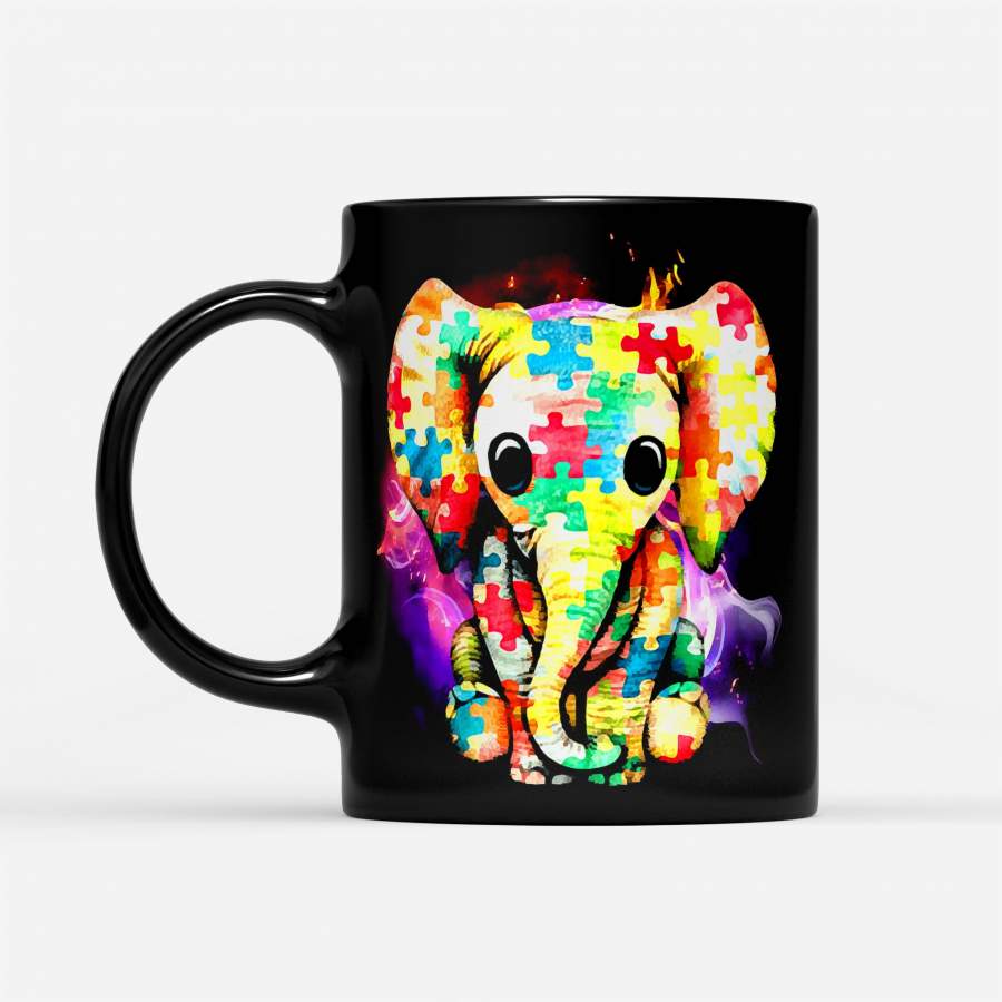 Autism Elephant Insert Color – Black Mug