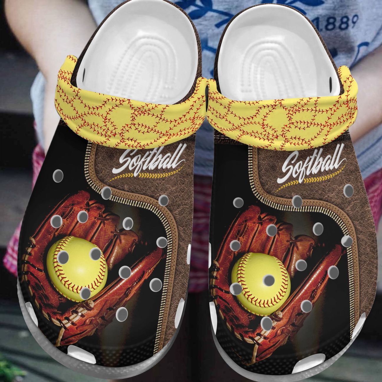 Softball Personalize Clog, Custom Name, Text, Fashion Style For Women, Men, Kid, Print 3D Whitesole Softball Passion