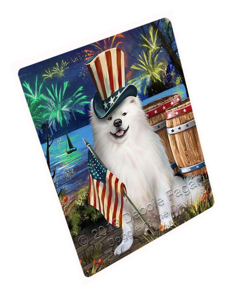 4Th Of July Independence Day Fireworks American Eskimo Dog At The Lake Blanket Blnkt74280