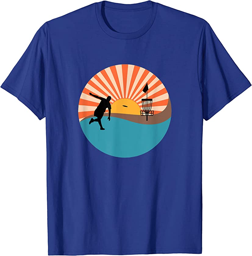 Vintage Retro Sunset Sunrise Disc Golf Frisbee Sport T-Shirt