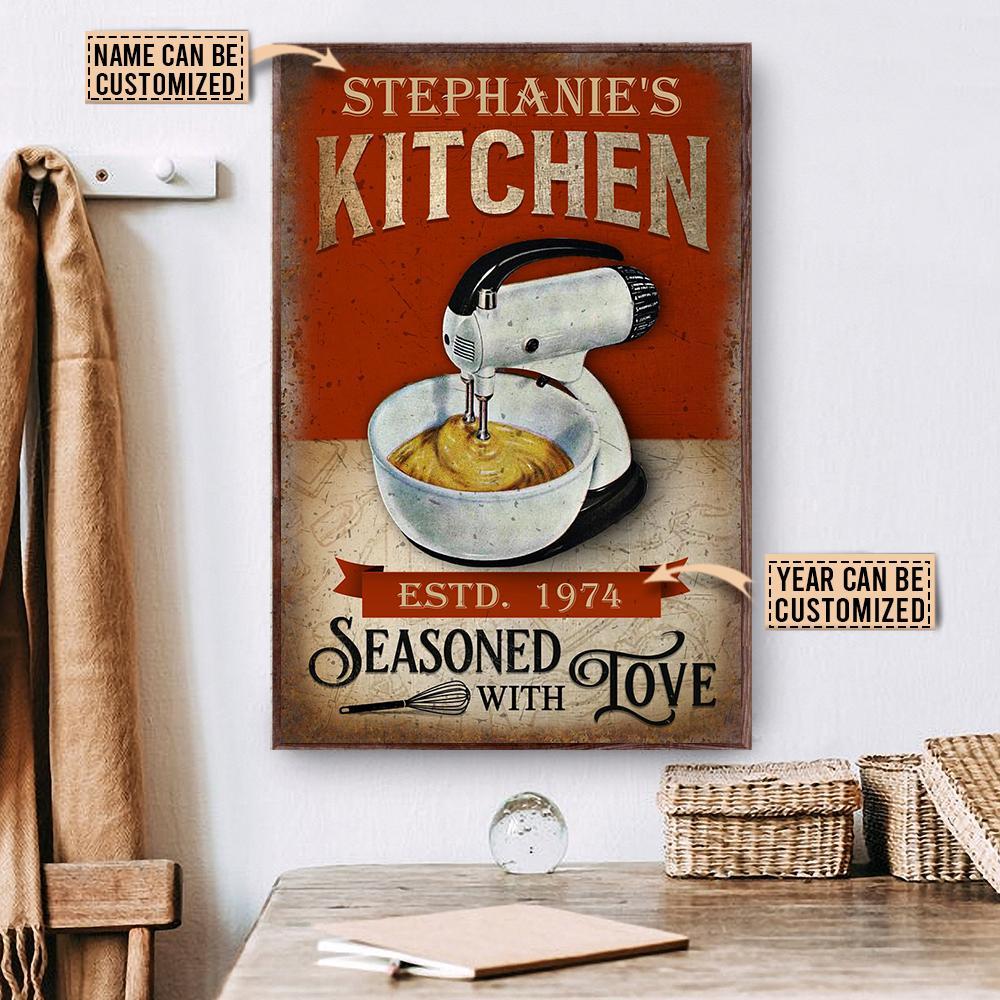 Aeticon Gifts Personalized Baking Seasoned With Love Canvas Mom Dad Gift Home Decor