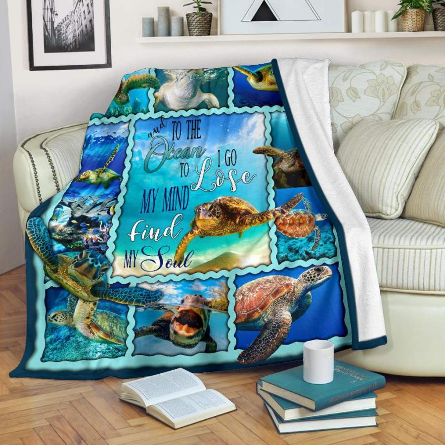 To The Ocean Animal Turtle Premium Blanket