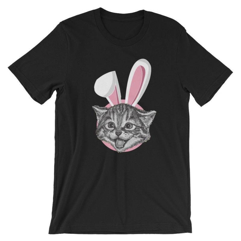 Crushtee Cat With Easter Bunny Ears Funny Cute Unisex Shirt | Kitten Animal Lover Easter Holiday T Shirt | 2018 Celebrate Pascha Short Sleeve Tee Long Sleeve Hoodie