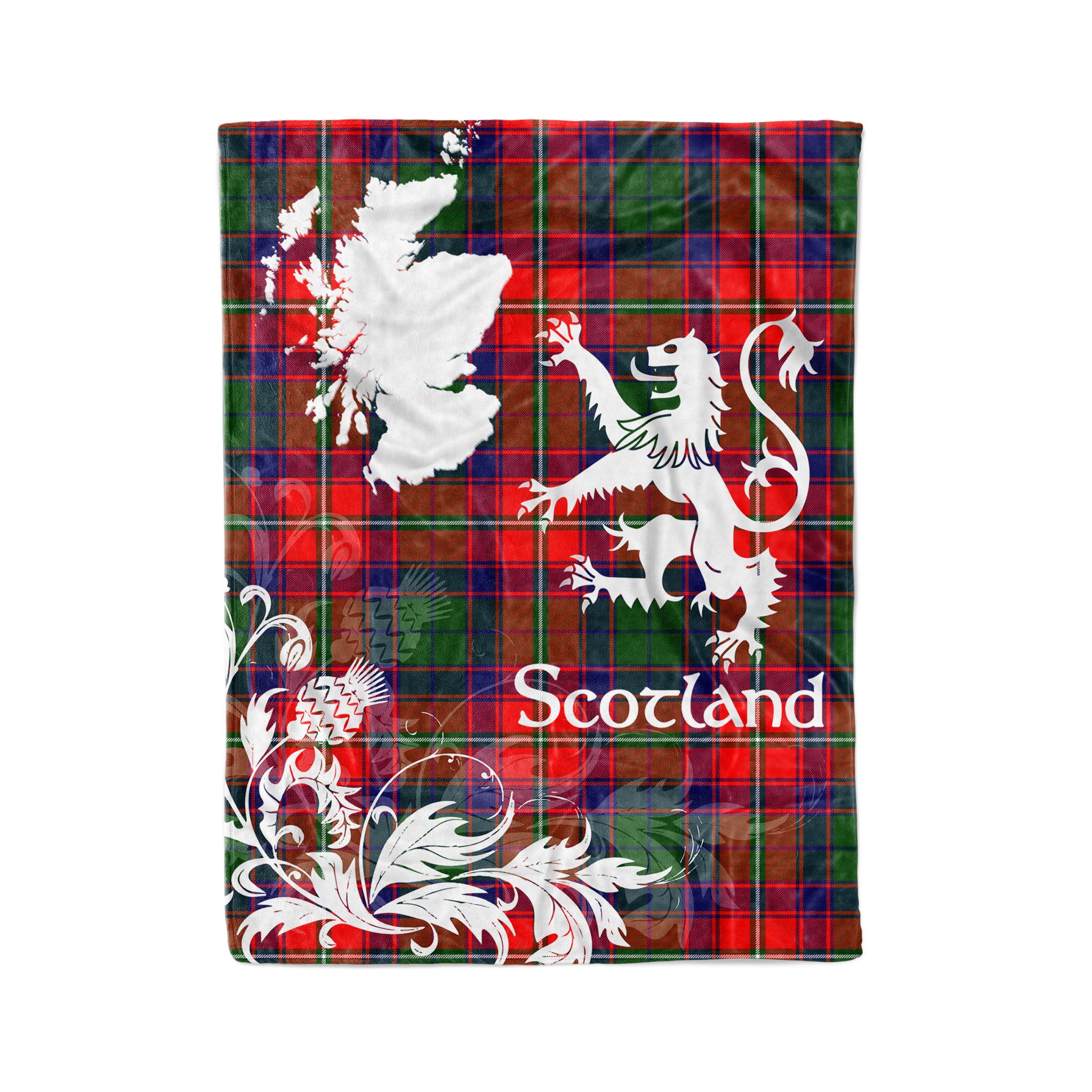 Tartan Plaid Fleece Blanket Tartan Blanket Thistle And Lion Scottish Clan Wauchope Plaid Blanket