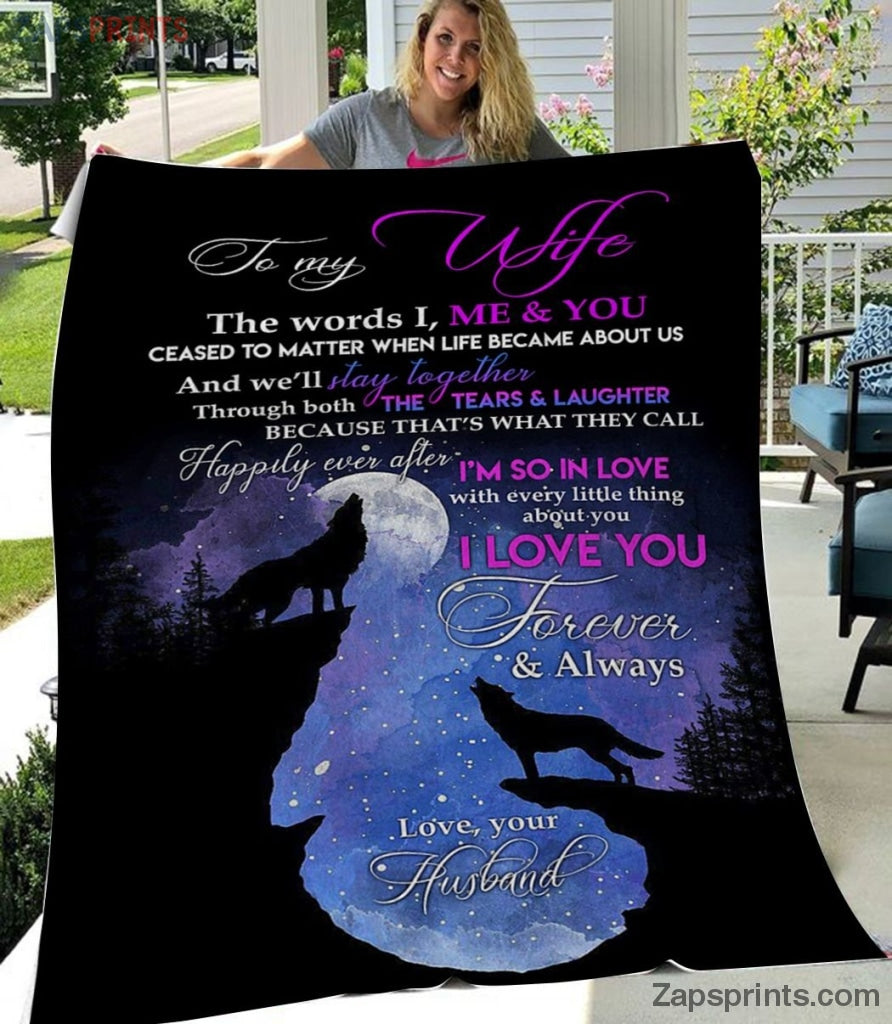 Gift For Wife – To My Wife – Wolf – I Love You To The Moon And Back – Blanket