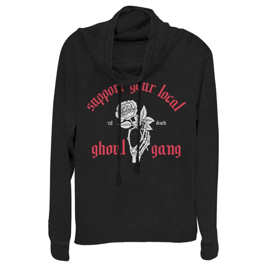 CHIN UP Junior’s Halloween Ghoul Gang Cowl Neck Sweatshirt