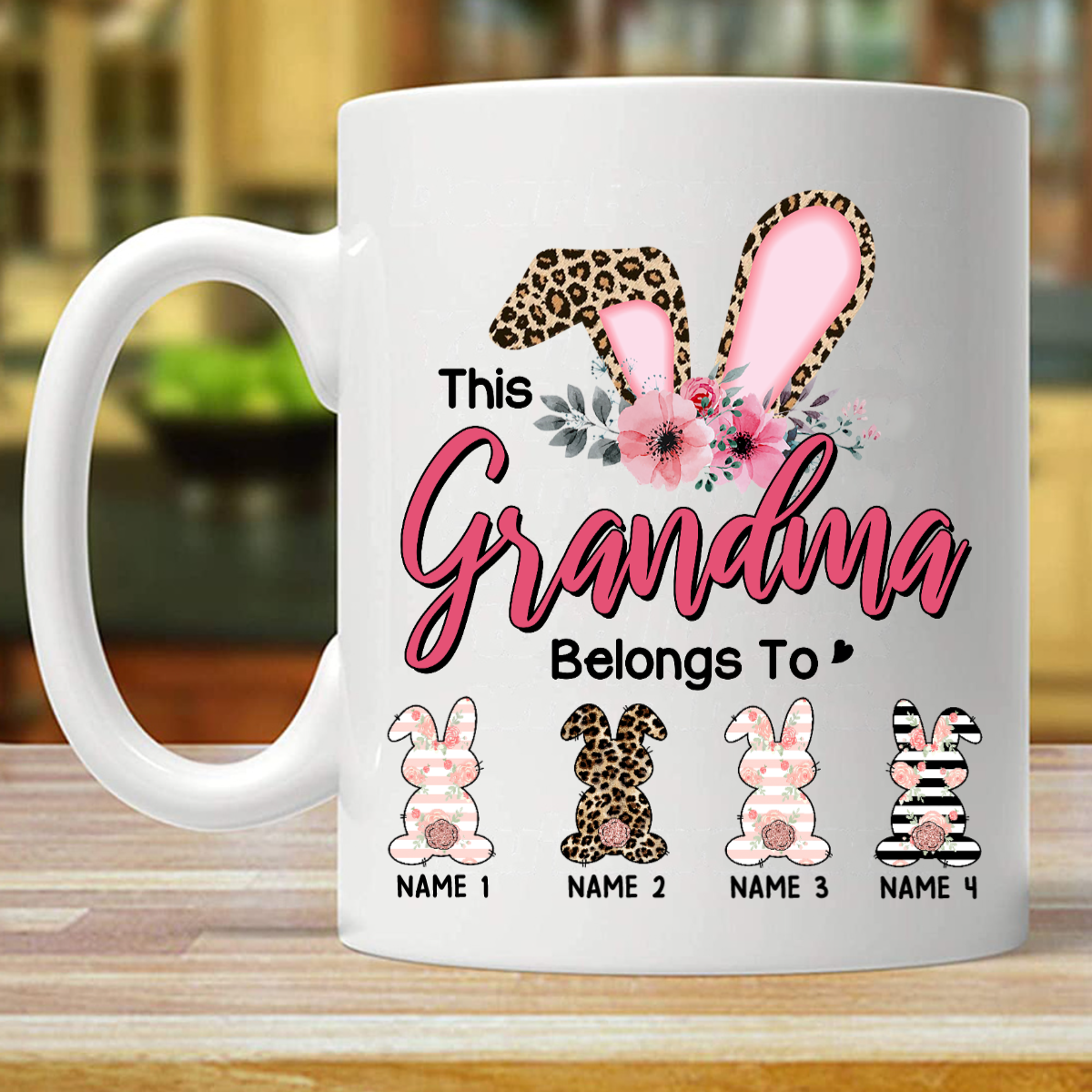 Personalized Easter Mom Grandma Bunny Mug (Double-Sided Printing)