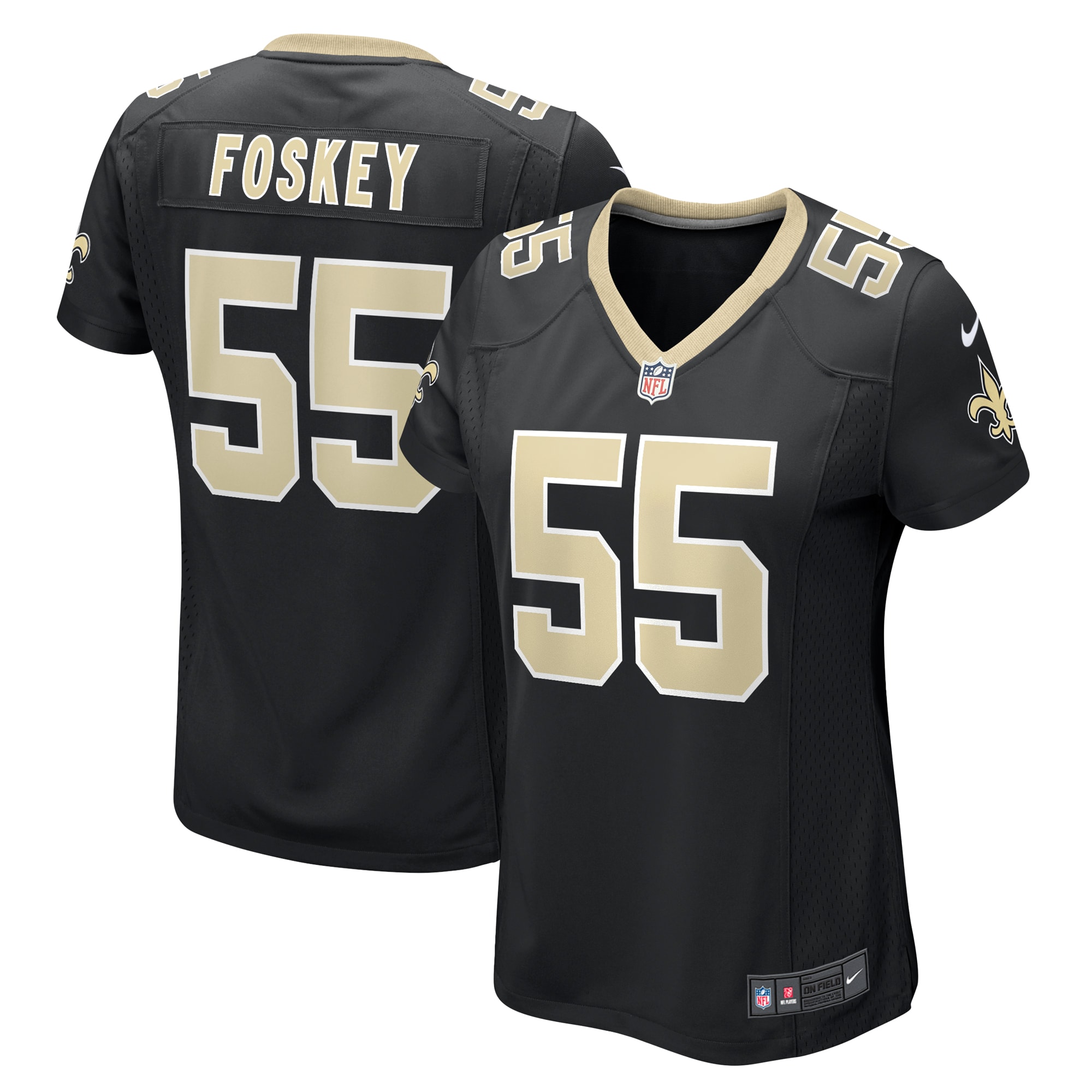 Women’s New Orleans Saints Isaiah Foskey  Black Team Game Jersey