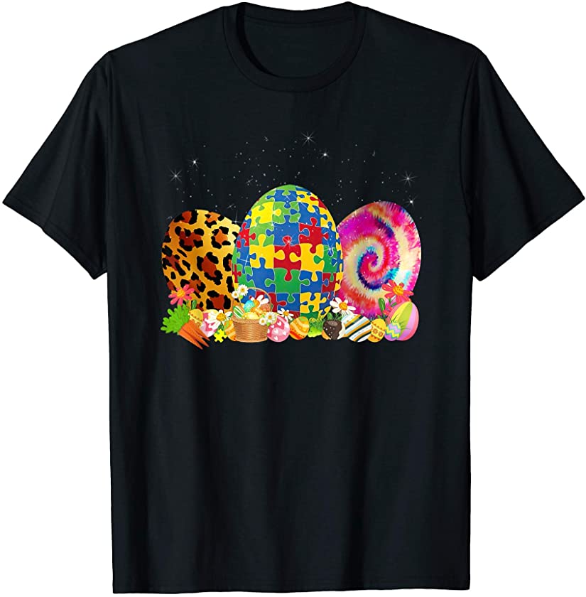 Autism Awareness Puzzle – Easter Leopard Eggs Funny Kids Tee T-Shirt