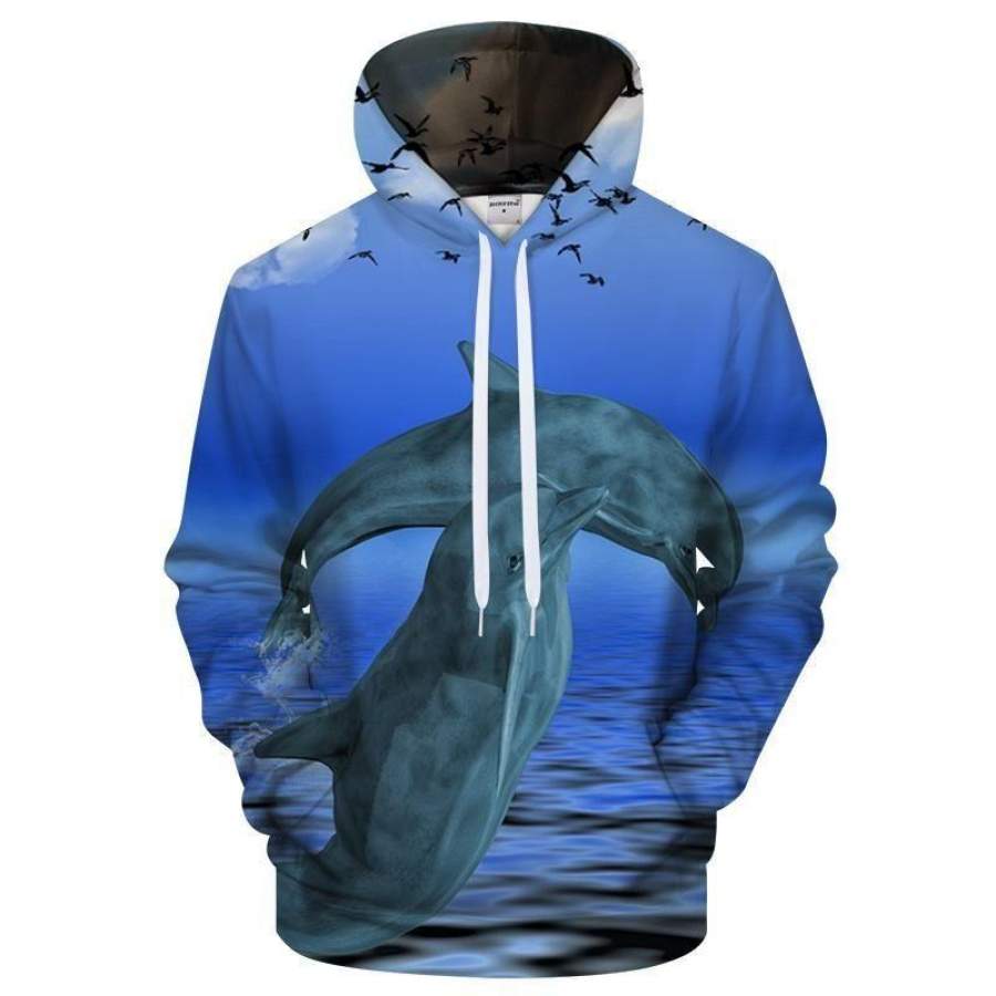 Deep Blue Sea Dolphin Hoodie Unisex 3D All Over Print