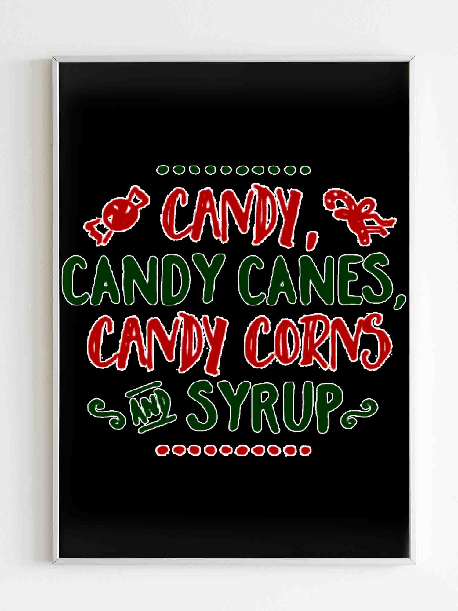 Christmas 4 Main Food Groups Candy Cane Elf Christmas Gender Nuetral Christmas Poster