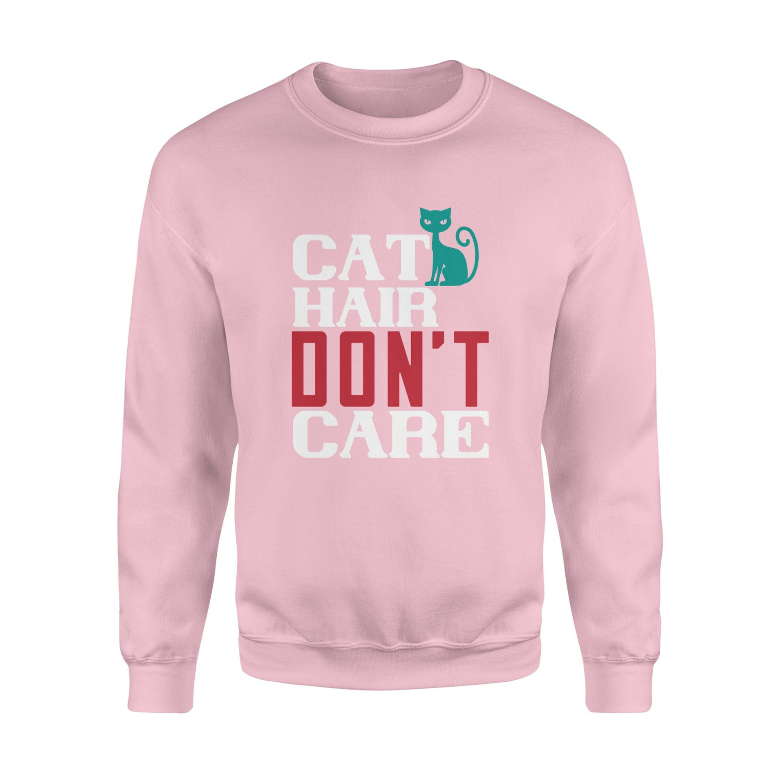 Cool Graphic Crew Neck Sweatshirts For Men, Best Gifts For Papa, Cat Hair Dont Care Standard Crew Neck Sweatshirt