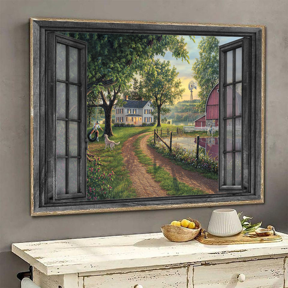 Village 3D Wall Arts Painting Prints Home Decor Peaceful Ha0521-Tnt