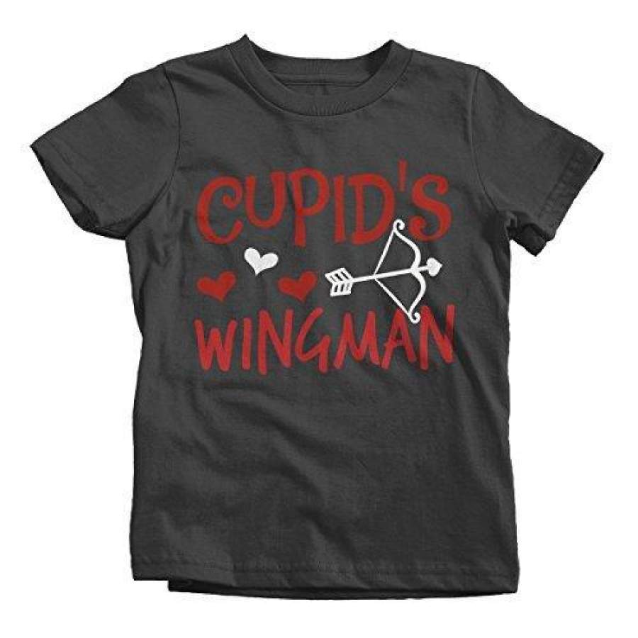 Shirts By Sarah Boy’s Cupid’s Wingman Funny Valentines Day T-Shirt
