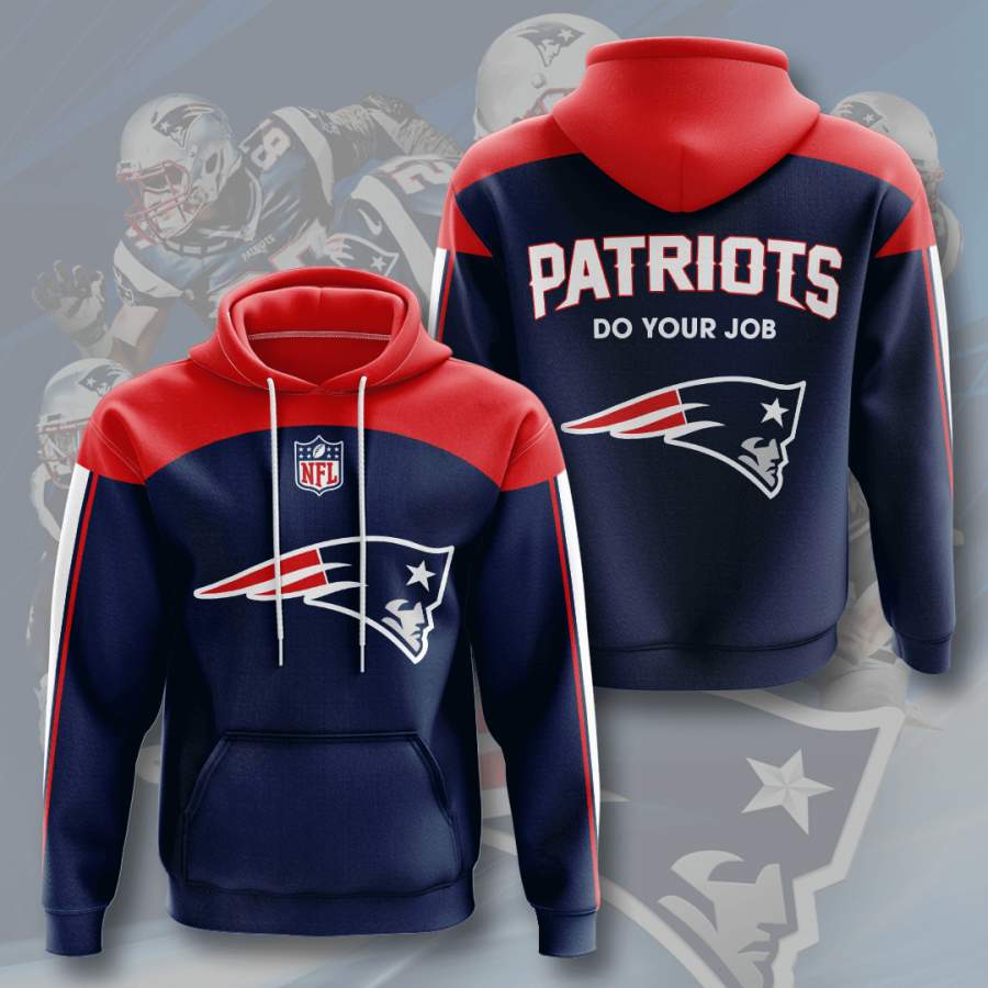 New England Patriots 3D Printed Hooded Pocket Pullover Hoodie