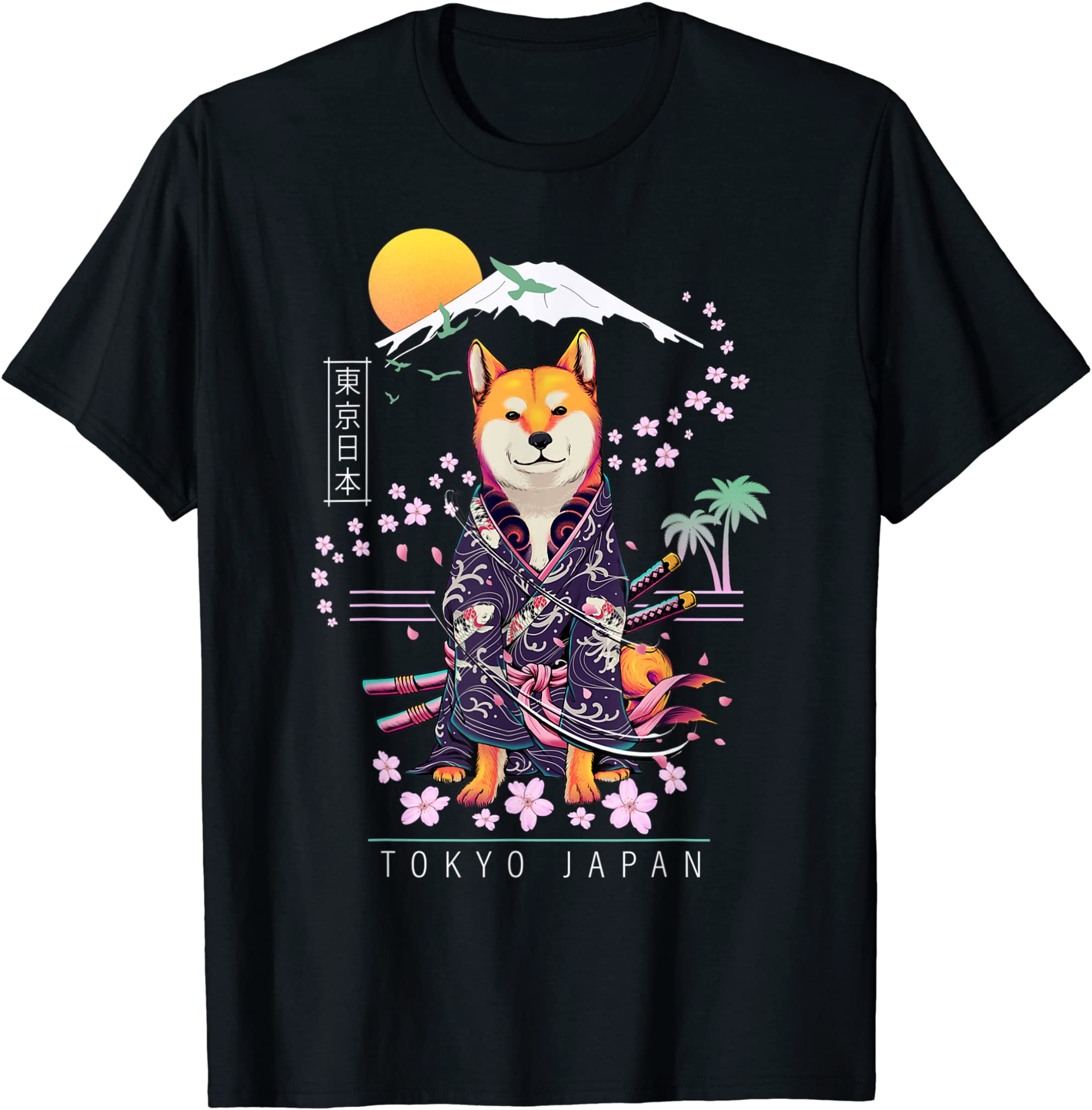 Shiba Inu | Japanese Aesthetic | Sakura Cherry Blossoms T-Shirt