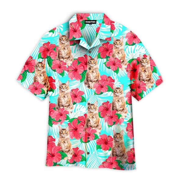 Maine Coon Cat Floral Pattern Hawaii Shirt For Men Women Ha65389