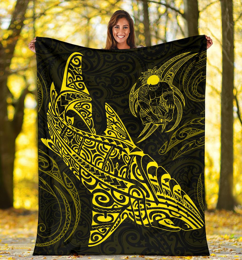 Shark Polynesian Blanket – Polynesian Tattoo Yellow – BN04