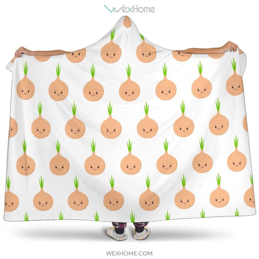 Cute Onions Smiling Faces Hooded Blanket