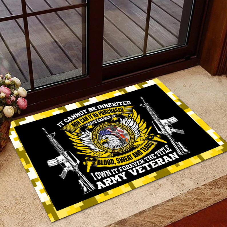 Veteran Welcome Rug, Veteran Doormat, I Own It Forever The Title Army Veteran Eagle Doormat