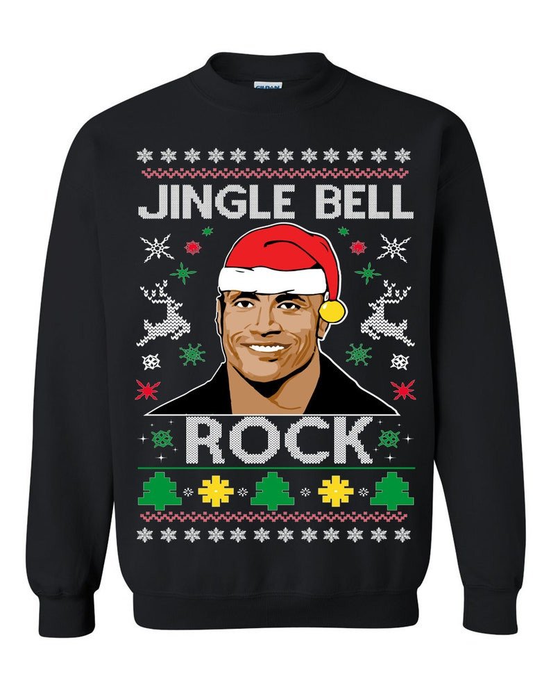 The Rock Jingle Bell Rock Merry Christmas Ugly Sweatshirt, Christmas Ugly Sweater