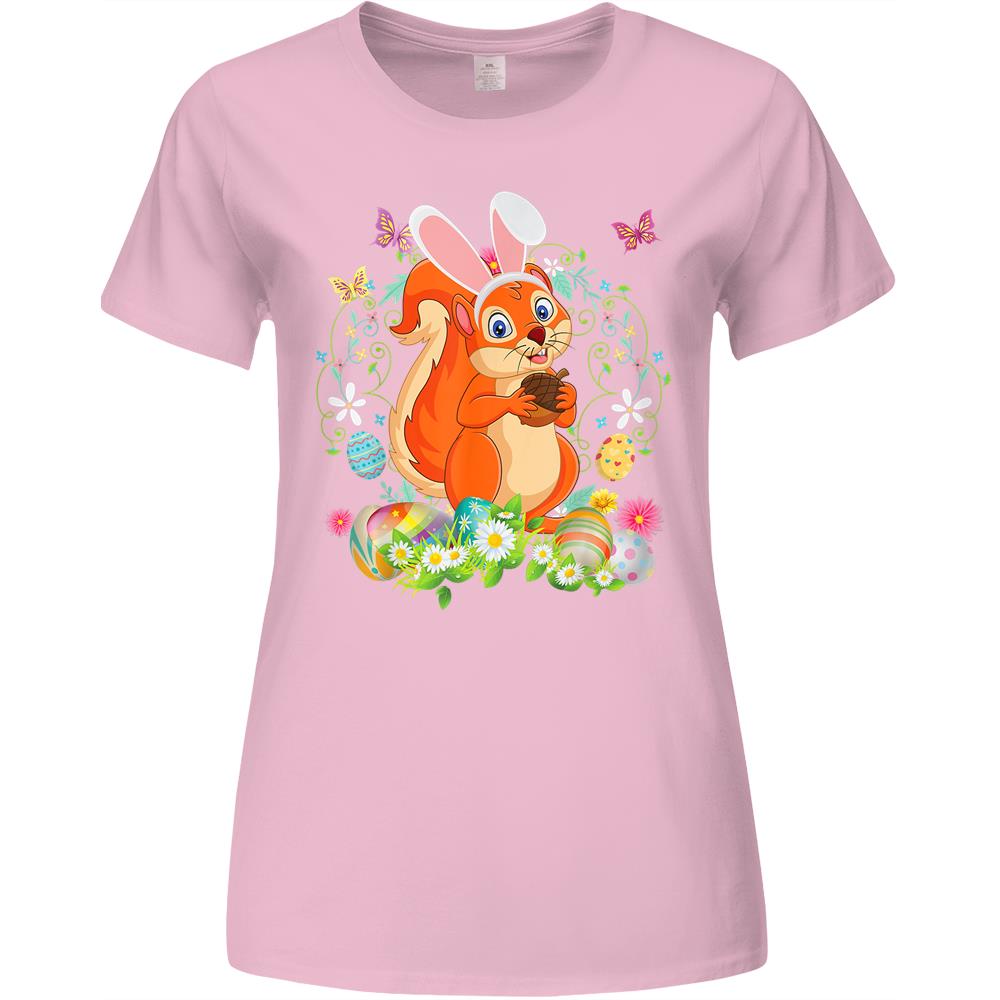 Bunny Squirrel Happy Easter Day Lover Egg Hunt Lovely Cute Premium Womens Tshirts