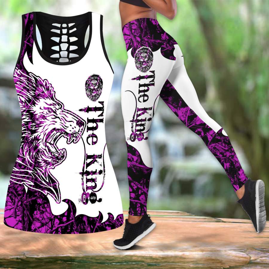 The Purple Lion tattoos legging + hollow tank combo TP