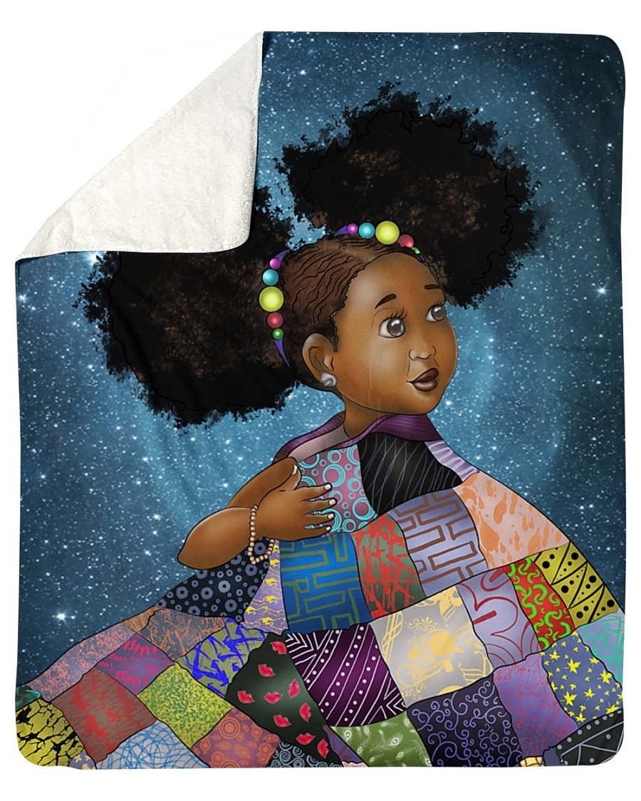 African American Daughter – Bright Smart Daughter Personalized Custom Name Date Sherpa Fleece Blanket Print 3D, Unisex, Kid, Adult