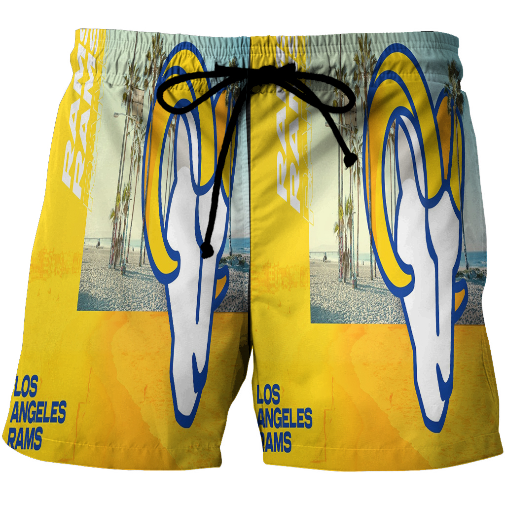 Los Angeles Rams Yellow Beach 3D All Over Print Summer Beach Hawaiian Short